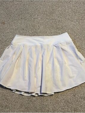 White Pleated Active Skirt with Built-In Shorts